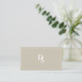 Simple Professional Beige with Initials QR Code 名刺 (スタンド正面)