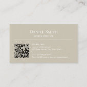 Simple Professional Beige with Initials QR Code 名刺 (裏面)