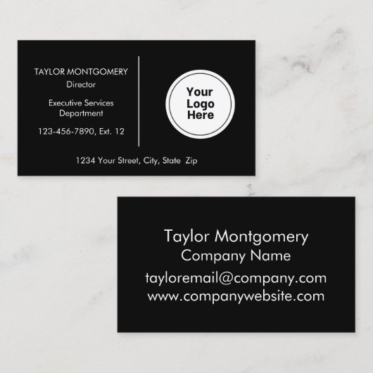 Simple Professional Black And White Logo 名刺 (正面/裏面)