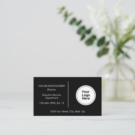 Simple Professional Black And White Logo 名刺 (スタンド正面)