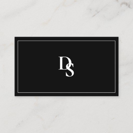 Simple Professional Black White Initials QR Code 名刺 (正面)