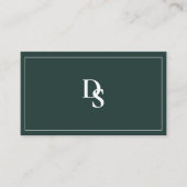 Simple Professional Dark Green Initials QR Code 名刺 (正面)