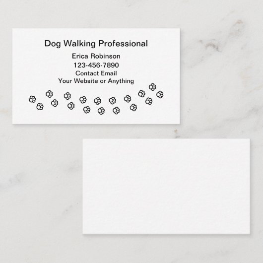 Simple Professional Dog Walking Business Cards 名刺 (正面/裏面)