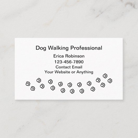 Simple Professional Dog Walking Business Cards 名刺 (正面)