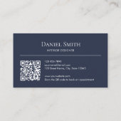 Simple Professional Dusty Blue Initials QR Code 名刺 (裏面)