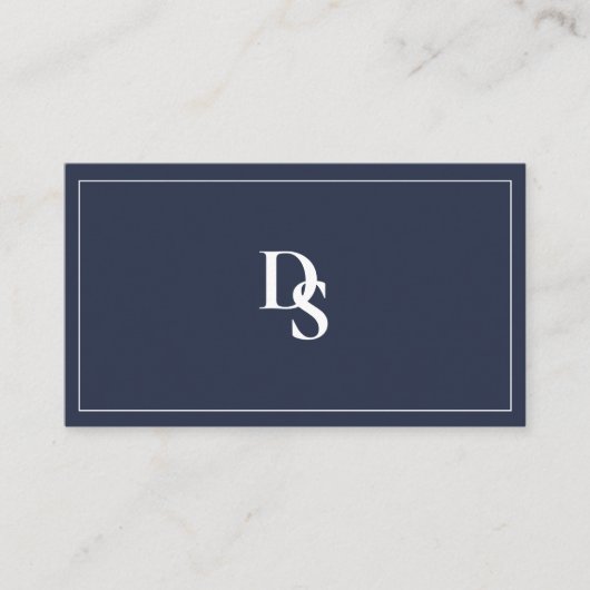 Simple Professional Dusty Blue Initials QR Code 名刺 (正面)