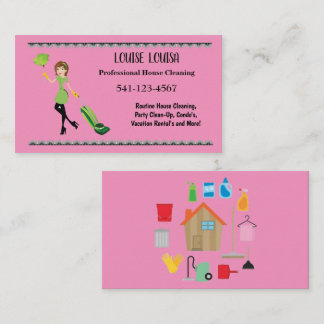 Simple Professional House Cleaning Business Cards 名刺