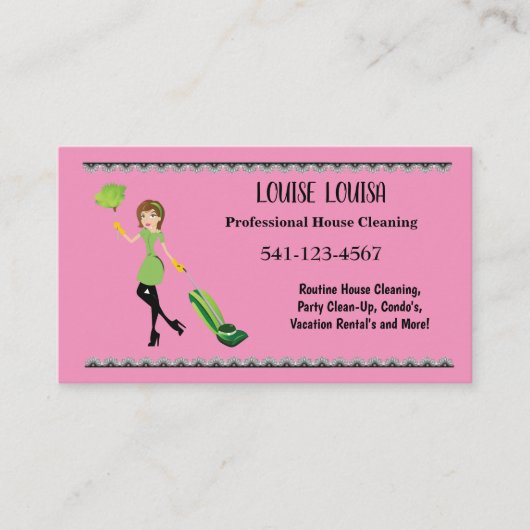 Simple Professional House Cleaning Business Cards 名刺 (正面)