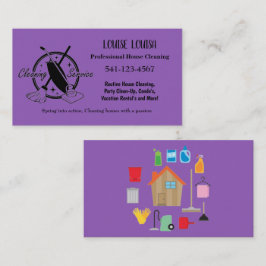 Simple Professional House Cleaning Business Cards 名刺