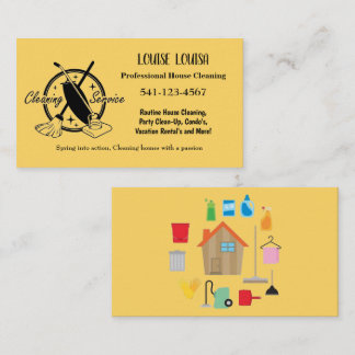 Simple Professional House Cleaning Business Cards 名刺