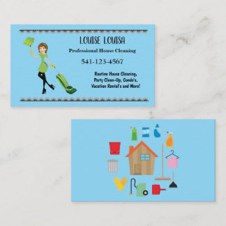 Simple Professional House Cleaning Business Cards 名刺