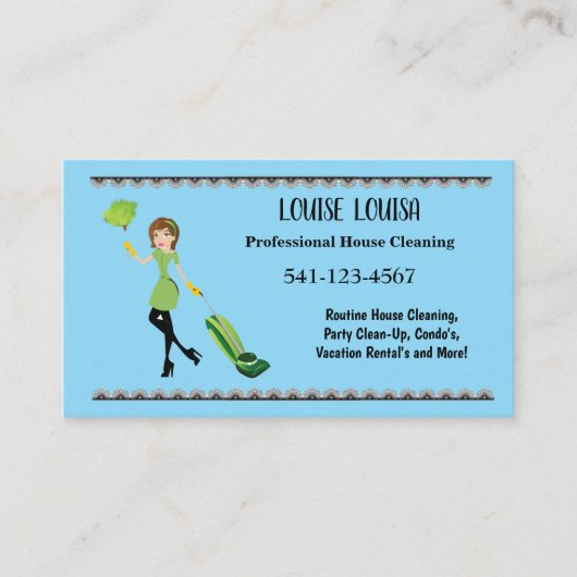 Simple Professional House Cleaning Business Cards 名刺 (正面)