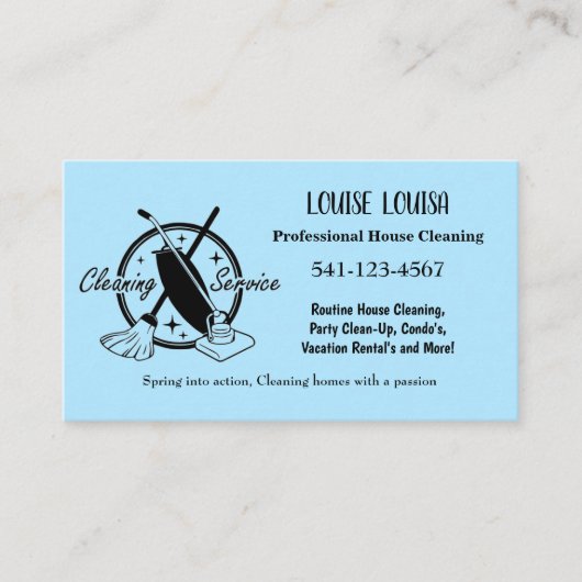 Simple Professional House Cleaning Business Cards 名刺 (正面)