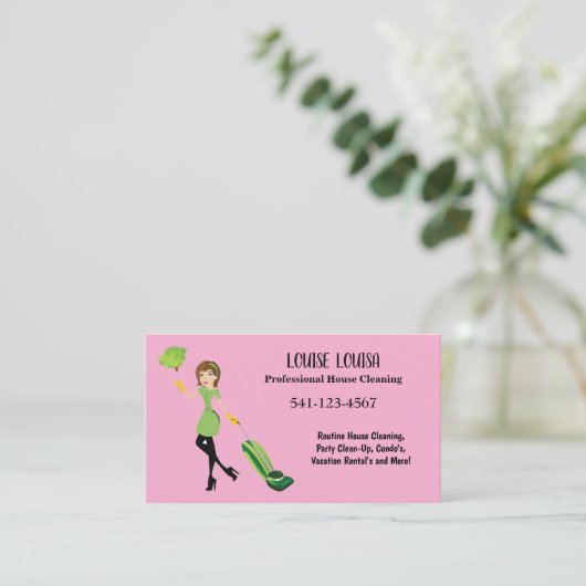 Simple Professional House Cleaning Business Cards 名刺 (スタンド正面)