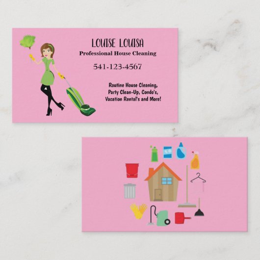 Simple Professional House Cleaning Business Cards 名刺 (正面/裏面)