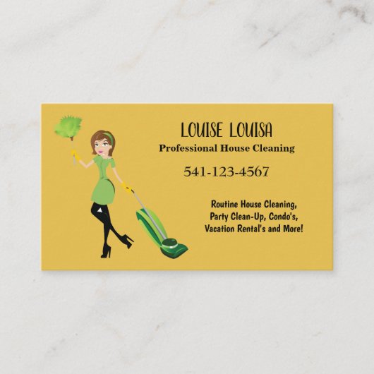 Simple Professional House Cleaning Business Cards 名刺 (正面)