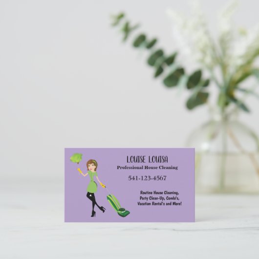 Simple Professional House Cleaning Business Cards 名刺 (スタンド正面)