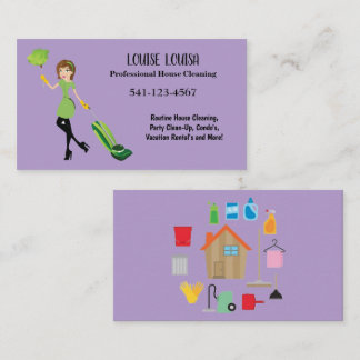 Simple Professional House Cleaning Business Cards 名刺