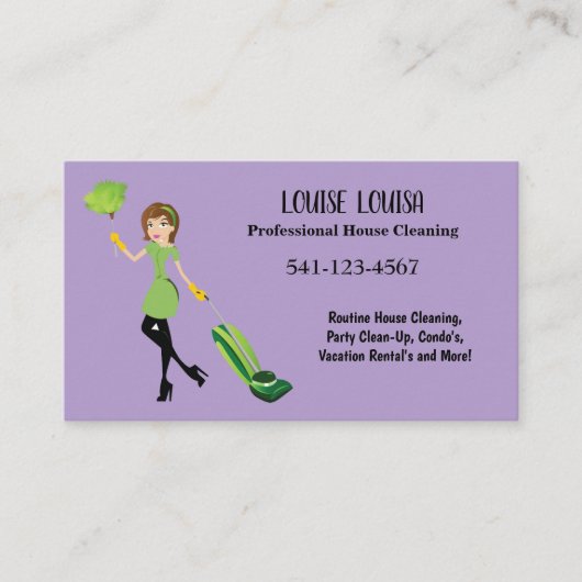 Simple Professional House Cleaning Business Cards 名刺 (正面)
