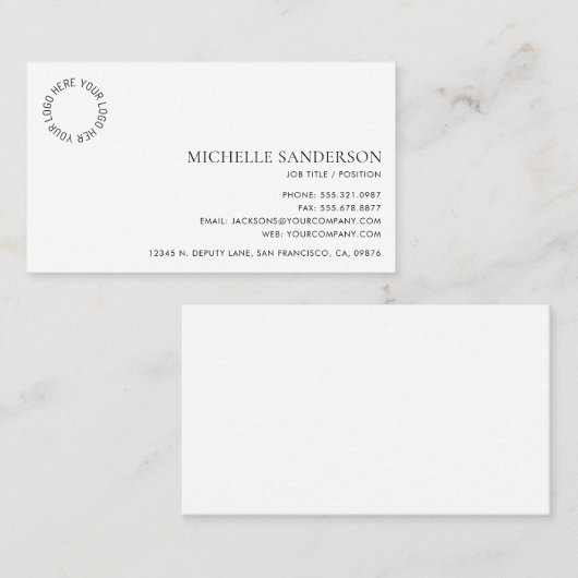 Simple Professional Modern Minimalist Company Logo 名刺 (正面/裏面)