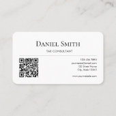 Simple Professional Monogram Initial QR code White 名刺 (裏面)