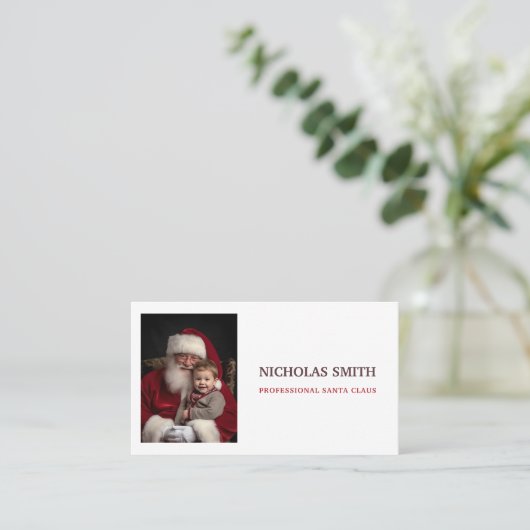 Simple Professional Santa Claus Photo  名刺 (スタンド正面)