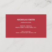 Simple Professional Santa Claus Photo 名刺 (裏面)