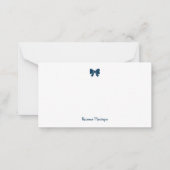 Simple Prussian Blue Bow Handwritten Name  ノートカード (正面)