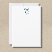 Simple Prussian Blue Bow Thin Border No text ノートカード