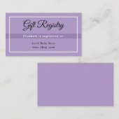 Simple Purple Babyshower Registry Enclosure Card エンクロージャーカード (正面/裏面)