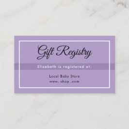 Simple Purple Babyshower Registry Enclosure Card エンクロージャーカード