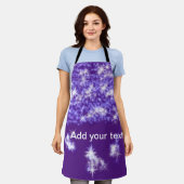 Simple purple glitter sparkle stars add your text  エプロン (着用した状態)