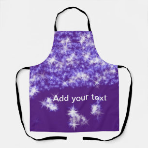 Simple purple glitter sparkle stars add your text  エプロン