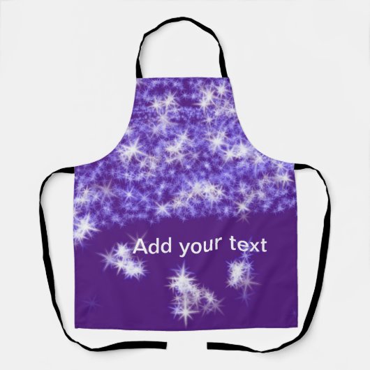 Simple purple glitter sparkle stars add your text  エプロン (正面)