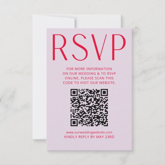 Simple Purple & Red RSVP Online QR code Card (正面)
