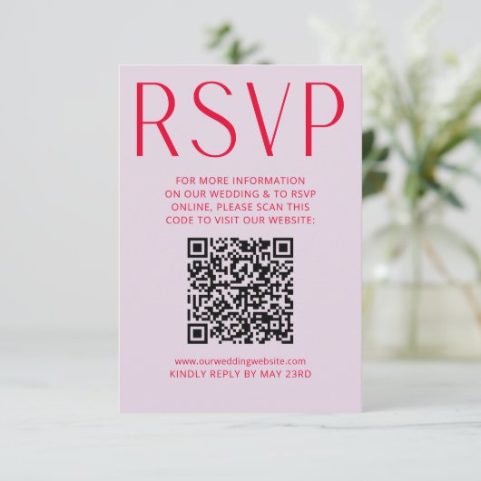 Simple Purple & Red RSVP Online QR code Card (スタンド正面)