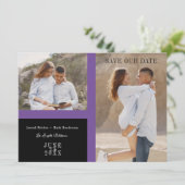Simple Purple Two Photos Engaged Couple Session セーブザデート (スタンド正面)