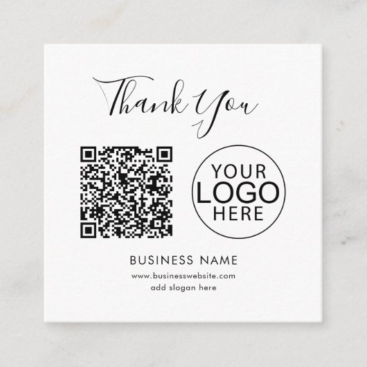Simple QR Code and Business Logo Thank You エンクロージャーカード (正面)