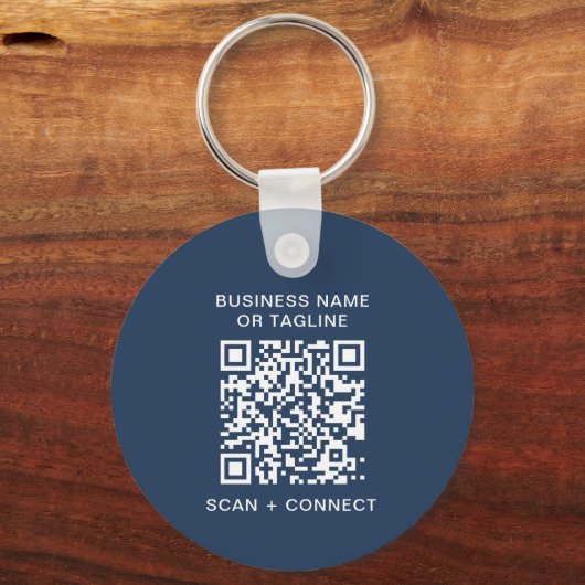Simple QR Code Blue Business Logo キーホルダー (裏面)