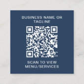 Simple QR Code Blue Business Logo スクエア名刺 (裏面)