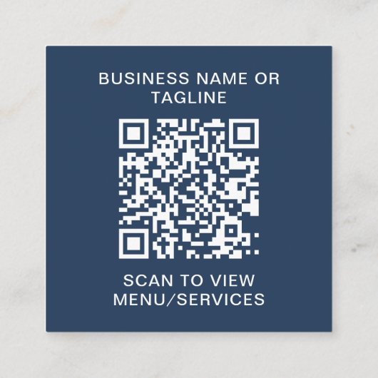 Simple QR Code Blue Business Logo スクエア名刺 (裏面)