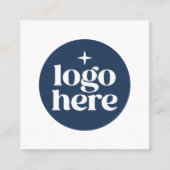 Simple QR Code Blue Business Logo スクエア名刺 (正面)