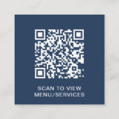 Simple QR Code Blue Business Logo スクエア名刺 (裏面)