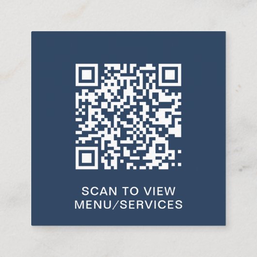 Simple QR Code Blue Business Logo スクエア名刺 (裏面)