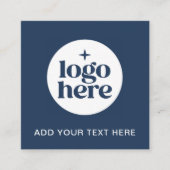 Simple QR Code Blue Business Logo スクエア名刺 (正面)