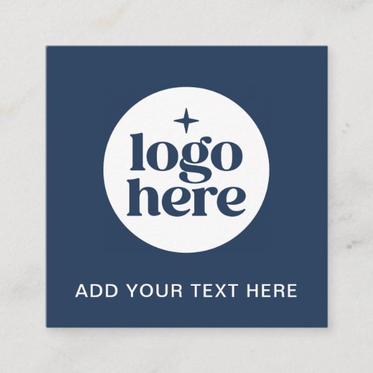 Simple QR Code Blue Business Logo スクエア名刺 (正面)