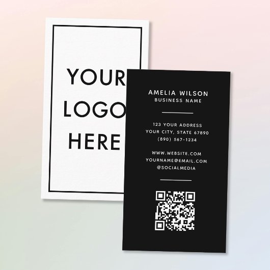 Simple QR Code Logo Border Frame Vertical 名刺
