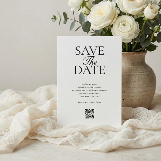 Simple QR Code Photo Wedding Save The Date セーブザデート
