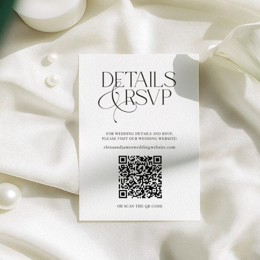 Simple QR Code RSVP & Wedding Details Card エンクロージャーカード