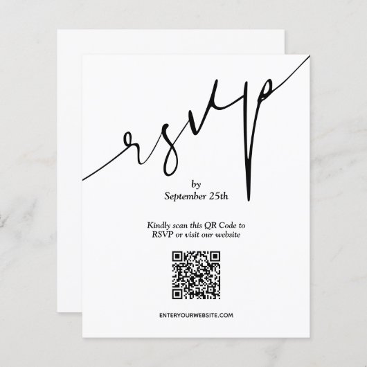 Simple QR Code Wedding LARGE Enclosure Card (正面/裏面)